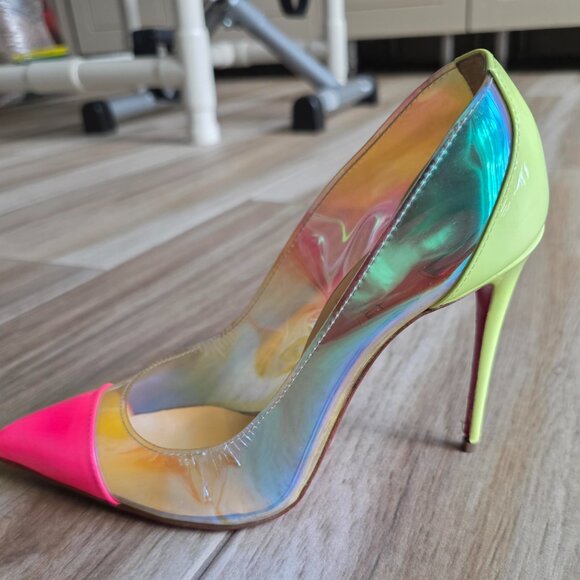 Christian Louboutin Debout 100 Patent Fushia Leather PVC Riviera Pumps. Eur. 37 - Picture 6 of 14